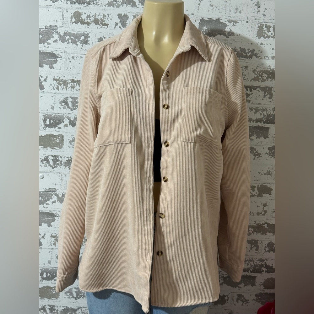 SHEIN Beige Corduroy Utility Jacket